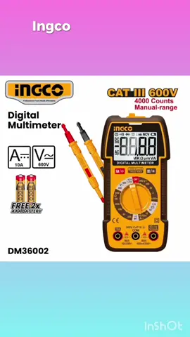 Ingco 2000/4000 Counts Digital Multimeter Electrical Tester Voltmeter Multitester Test Measuring Meters Electrician Test Tool for Home & IndustriaI Use SOLD PER PIECE-IPT