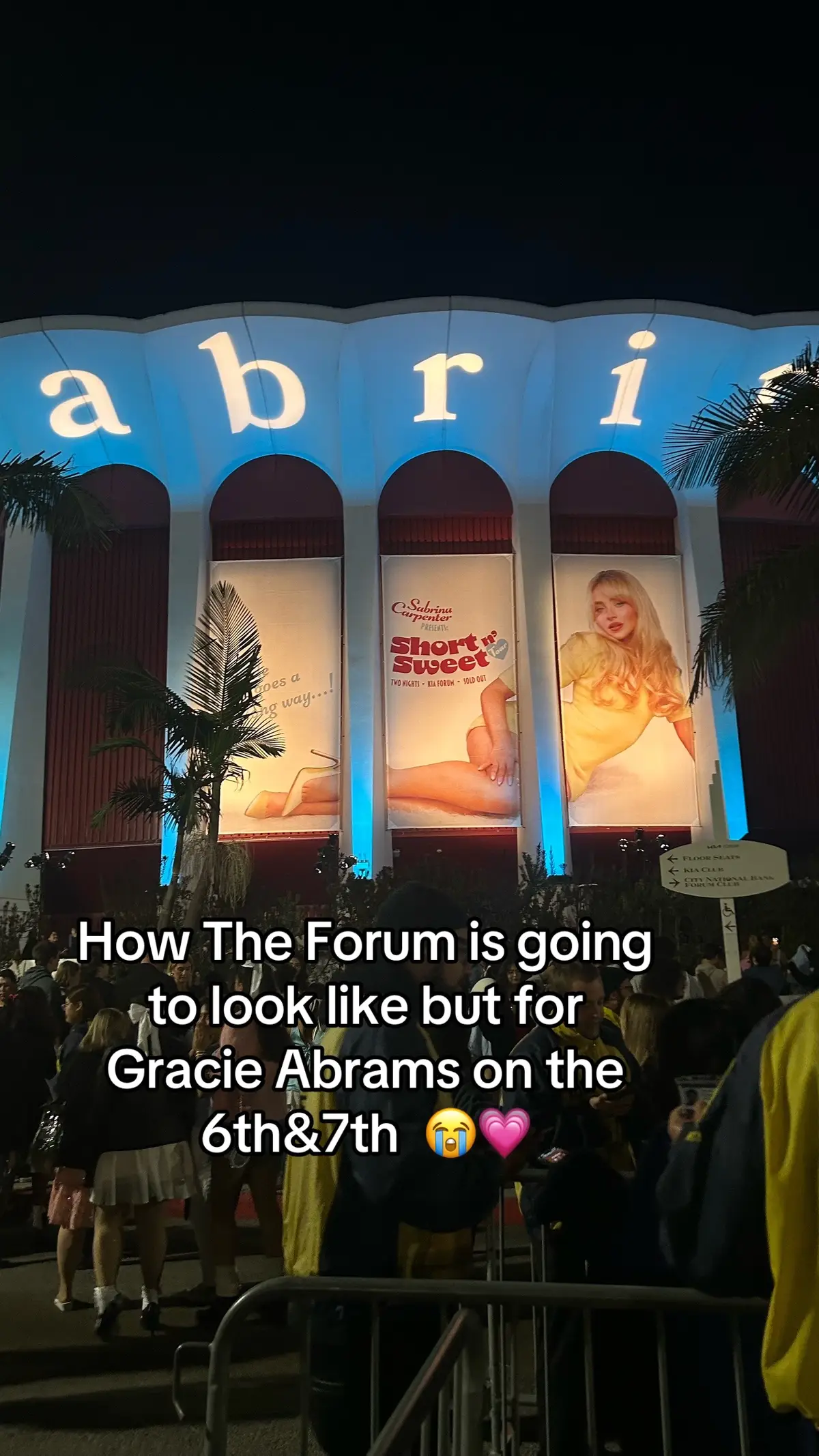 Sadly I won’t be there but I hope everyone who goes has so much fun 💗 #tsoudeluxetour #theforum #gracieabrams #sabrinacarpenter #shortnsweettour 