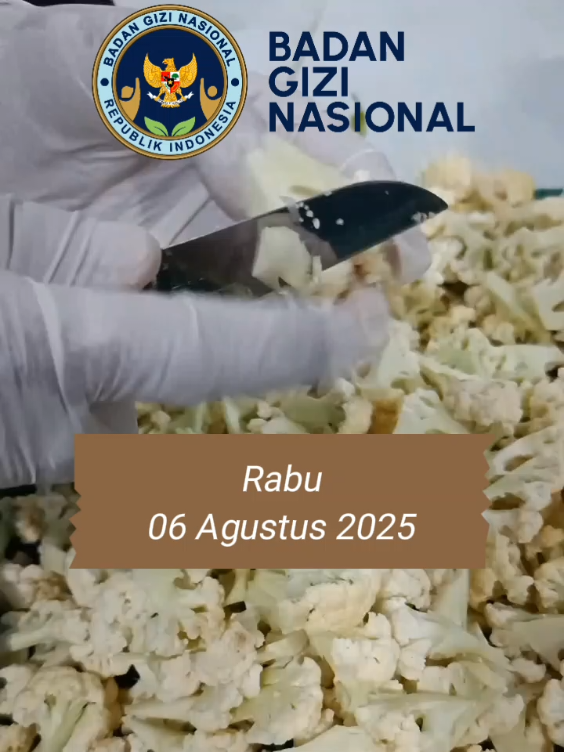 Rabu, 06 Agustus 2025 Menu Nasi, Telur, Sayur (Kembang kol, wortel), Nugget tahu, Kelengkeng, Susu #makanbergizigratis #bgn #sppg #mbg 