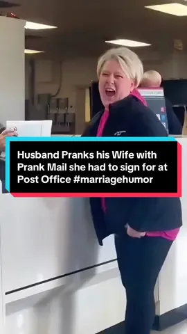 She was wondering why I wanted to come to the post office with her 🥰 #husbandwife #gift #marriagehumor #funnygifts #marriagecomedy #prankmail 
