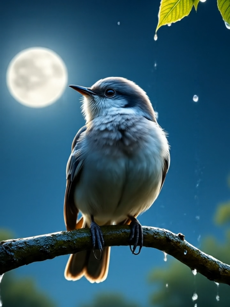 keindahan burung 🐦 di bawah bulan purnama 🌝🍀#burungcanti #ai #fyp 
