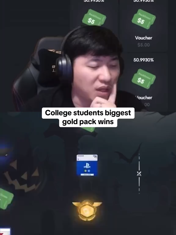 College student biggest gold pack wins #packdraw #kick #fyp #epic