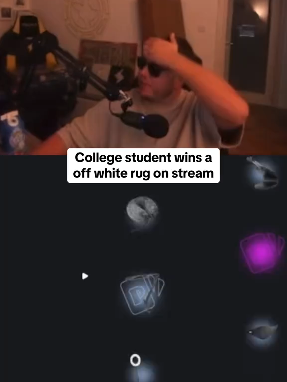 College student wins a off white rug on stream #packdraw #kick #fyp #epic