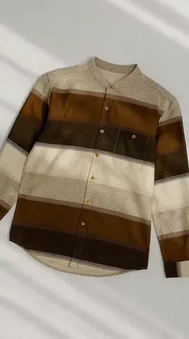 Vanfive Kemeja Pria Koko Kemko Salur Stripe Panjang Coklat A1099 #rekomendasi #bajudistro #promoguncang88 #fyp 