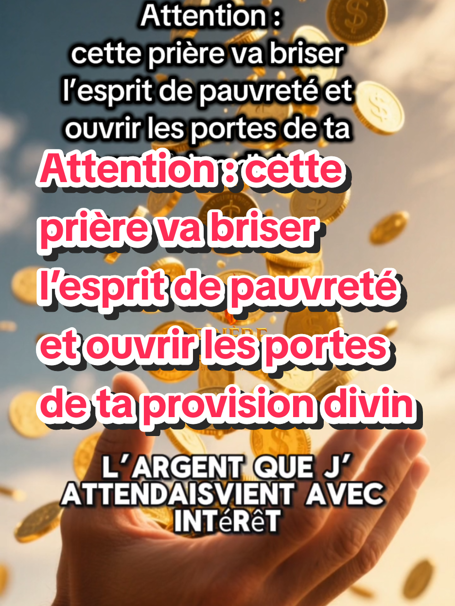 #CapCut    Attention : cette prière va briser l’esprit de pauvreté et ouvrir les portes de ta provision divine #PercéeFinancière #EspritDePauvretéBrisé #ProvisionDuCiel #DieuPourvoitToujours  @tiktok creators @creator search insights @🇨🇵Foi & Espoir 