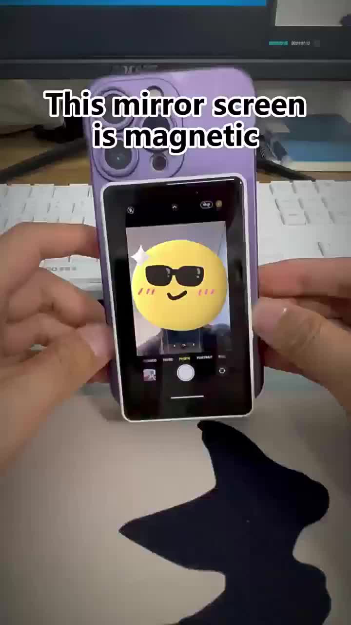 Wireless Selfie Monitor Screen/Magnetic Phone Video Blog Selfie Screen, Supports Wireless Connection Mirror Screen Compatible with IOS and Android Devices 