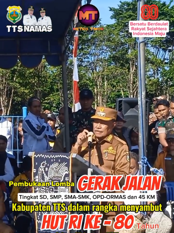 Sambut HUT RI Ke 80, Bupati TTS Buka Lomba Gerak Jalan#fypage #viral #nttpride🏝🔥 #timor 