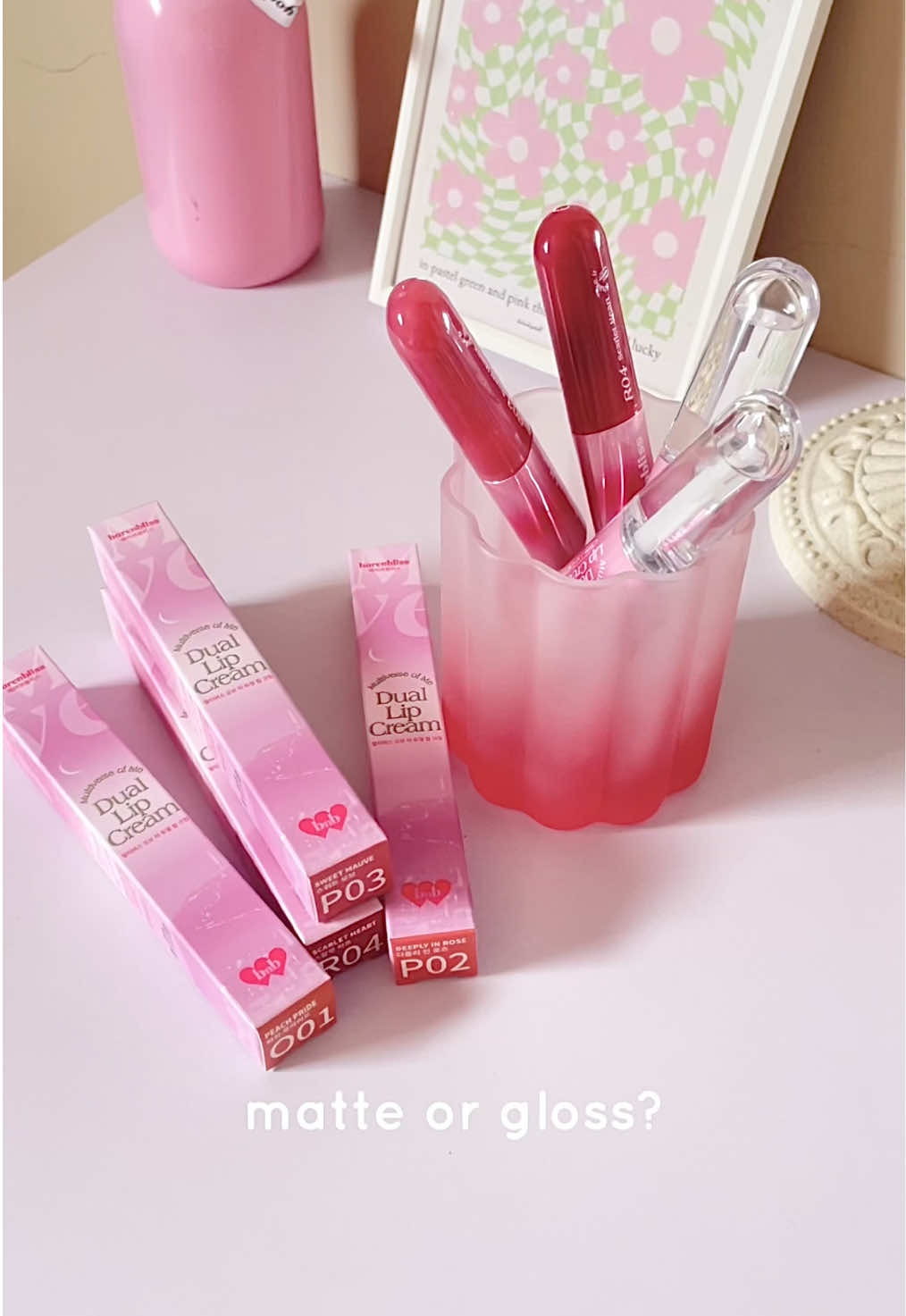 how about you? matte or gloss?💗 #fyp #ugccreator #aesthetic #girlythings #pink 
