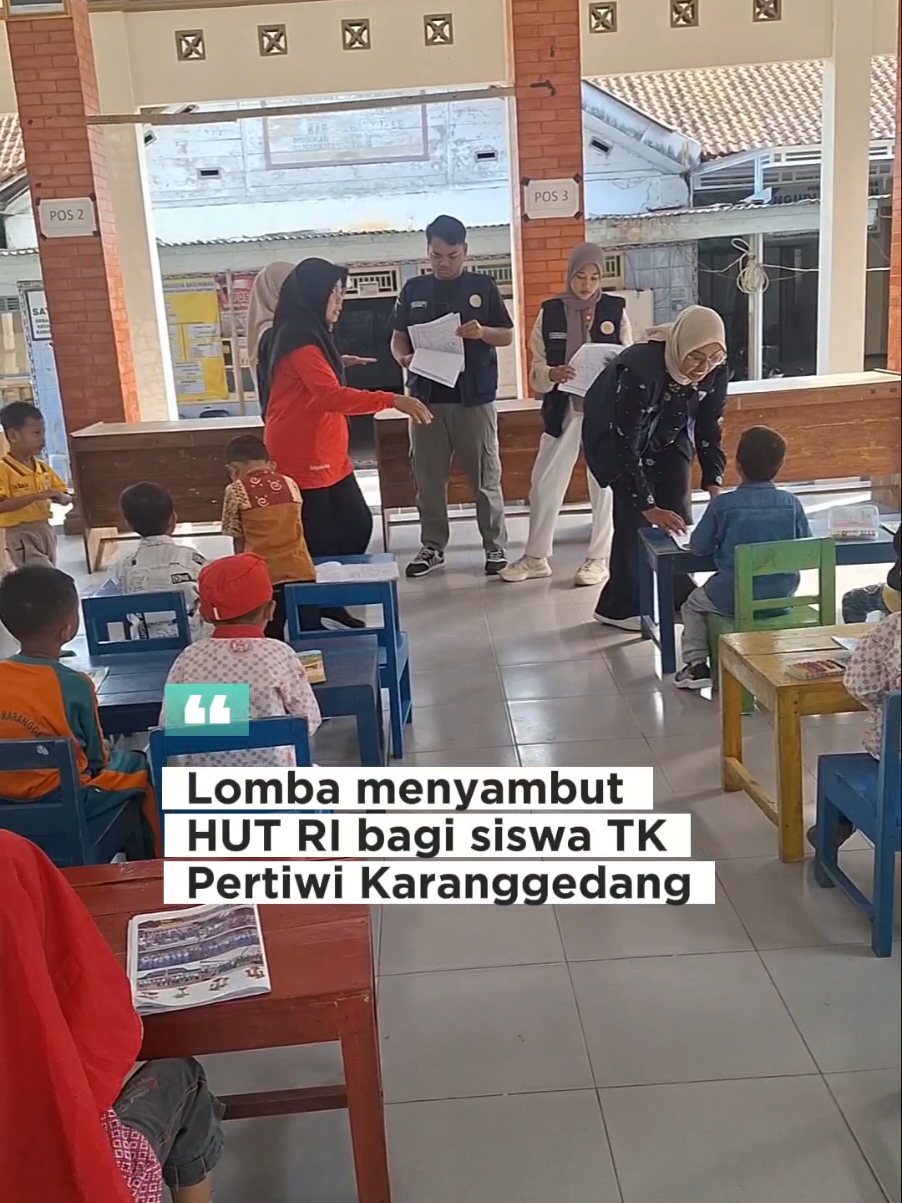 Lomba untuk anak-anak TK Pertiwi Karanggedang telah dilaksanakan hari Rabu, 6 Agustus 2025 di lingkungan Balai Desa Karanggedang.  Jenis lomba berupa :  1. Lomba mewarnai gambar.  2. Lomba memilih dan mengumpulkan bola sesuai warna.  3. Lomba  lari memindahkan bendera.  Lomba berlangsung meriah. Peserta mengikuti lomba dengan penuh semangat menyambut HUT Ke 80 Kemerdekaan RI. #lombaagustusan #lombaagustusan2025 #agustusan #karanggedang #sumpiuh #banyumas 