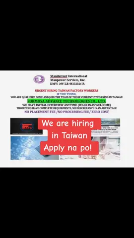 Hiring Taiwan , comment or dm me #taiwan🇹🇼 #jobsearch #job #couplegoals #enjoylife #contentcreator #applynow 
