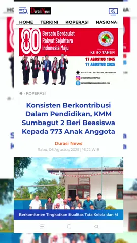 Konsisten Berkontribusi Dalam Pendidikan, KMM Sumbagut 2 Beri Beasiswa Kepada 773 Anak Anggota Samosir(DN) Konsisten berkontribusi dalam memajukan dunia pendidikan, Koperasi Makmur Mandiri (KMM) kembali menyalurkan beasiswa motivasi prestasi kepada 773 anak anggota yang terdaftar di 13 kantor cabang KMM se-kabupaten Samosir. 