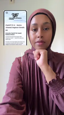 Baro Sidaa aad uu isticmali kartiid ChatGPT oo uu dhigma 3 iyo ka badan shaqale. Click the link in my bio or comment Ai and I will send you a link to the course. #somalitiktok #aiforbusiness #foryoupage #somalibusiness #businessgrowth #somalientrepreneurs #moqdisho #hargaysa #garowe #somalia #somali #somaliland #CapCut 