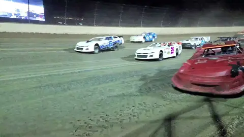 FIVE wide at @Eldora Speedway   at family firework night this past weekend for the super stocks. #eldora #hardracing #dirttrackracing #racing #stockcar 