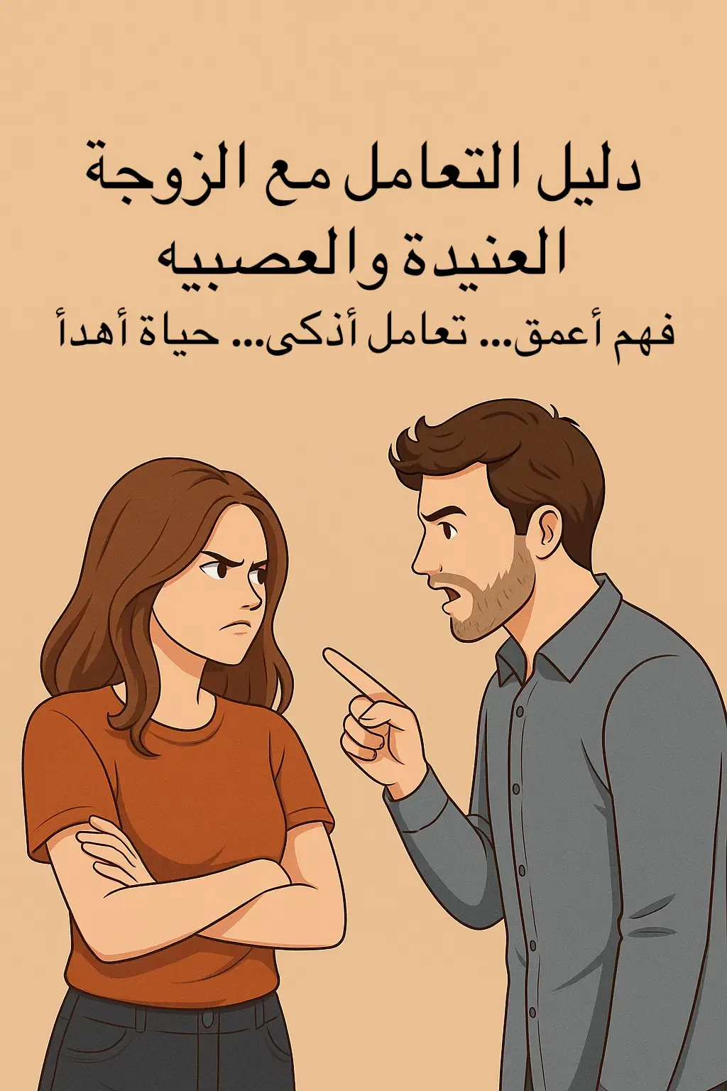 � دليل التعامل مع الزوجة العنيدة والعصبية فهم أعمق… تعامل أذكى… حياة أهدأ 🔻 أولًا: من هي الزوجة العصبية؟ 	•	سريعة الانفعال… لكن قلبها طيب. 	•	تقول ما في داخلها بعفوية، ولا تُجيد التصنّع. 	•	لا تُجيد كتمان الغضب… لكنها لا تحمل الحقد. 	•	حساسيتها المفرطة تجاه التفاصيل تجعلها تنفجر لأسباب قد تراها بسيطة. 	•	تعشق الاهتمام والاحتواء… وتكره التجاهل والتقليل. 🧠 افهمها جيدًا: غضبها لحظي، لكنها تحتاج حضنك قبل أي تبرير أو نقاش. 🔻 ثانيًا: من هي الزوجة العنيدة؟ 	•	لا تتراجع عن رأيها بسهولة. 	•	تجد صعوبة في الاستماع لوجهة نظر أخرى. 	•	قد يكون العناد وسيلة دفاعية للتعبير عمّا تعجز عن قوله. 	•	يظهر عنادها أكثر إذا شعرت بأنها غير مسموعة أو أن رأيها لا قيمة له. 🧩 ثالثًا: لماذا تكون الزوجة عنيدة؟ 	1	تربية منذ الطفولة: اعتادت أن تُرفض طلباتها فاعتادت الإصرار. 	2	زوج متسلط: لا يستشيرها، ولا يعطي وزنًا لرأيها. 	3	غياب الحوار في العلاقة: فالعناد يصبح وسيلة تعبير. 	4	ضعف الثقة بالنفس: فترى أن التراجع يُفقدها قيمتها. 	5	محاكاة نموذج عائلي: كأن تكون الأم عنيدة أو الأب متسلطًا. ✅ رابعًا: صفات شائعة للزوجة العنيدة 	1	تأخذ الأمور على محمل الجد دائمًا. 	2	لا تحب سماع رأي مخالف. 	3	تجد صعوبة في التعبير عن مشاعرها بالحوار. 	4	تفضّل أن تفرض رأيها بدلًا من النقاش. 🛠️ خامسًا: كيف تتعامل معها بذكاء؟ ✴️  8 خطوات عملية: 	1	افهم أسباب عنادها ولا تهاجمها فورًا. 	2	دعها تنفّذ رأيها في الأمور الخاصة بها. 	3	غيّر أسلوب حوارك… لا تكن ناقدًا بل مستمعًا. 	4	عبّر عن تقديرك لها عند اتخاذ قرارات صحيحة. 	5	كن صبورًا ولا تستعجل تغييرها. 	6	تمسّك برأيك عندما يكون ضروريًا… لكن بلطف. 	7	شجعها على التغيير دون ضغط. 	8	اختر الوقت المناسب للحوار، وليس وقت الغضب. 🎯 سادسًا: لا تنسَ أن… 	•	المرأة العنيدة ليست خصمًا… بل امرأة لم تُحتوَ بعد. 	•	العصبية لا تعني الكره… بل طلب داخلي للاحتواء. 	•	الزوج الذكي لا يُسكت الغضب… بل يحوله إلى قرب ودفء