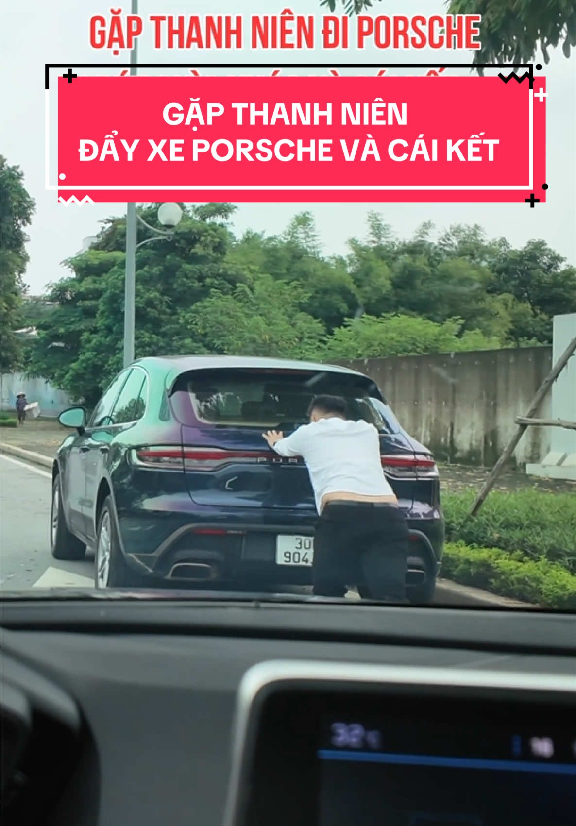 Bắt gặp thanh niên phải đẩy xe porsche vì bị rút chìa khoá trên đường và cái kết... #huytin #hai #auto88 #giaitri 