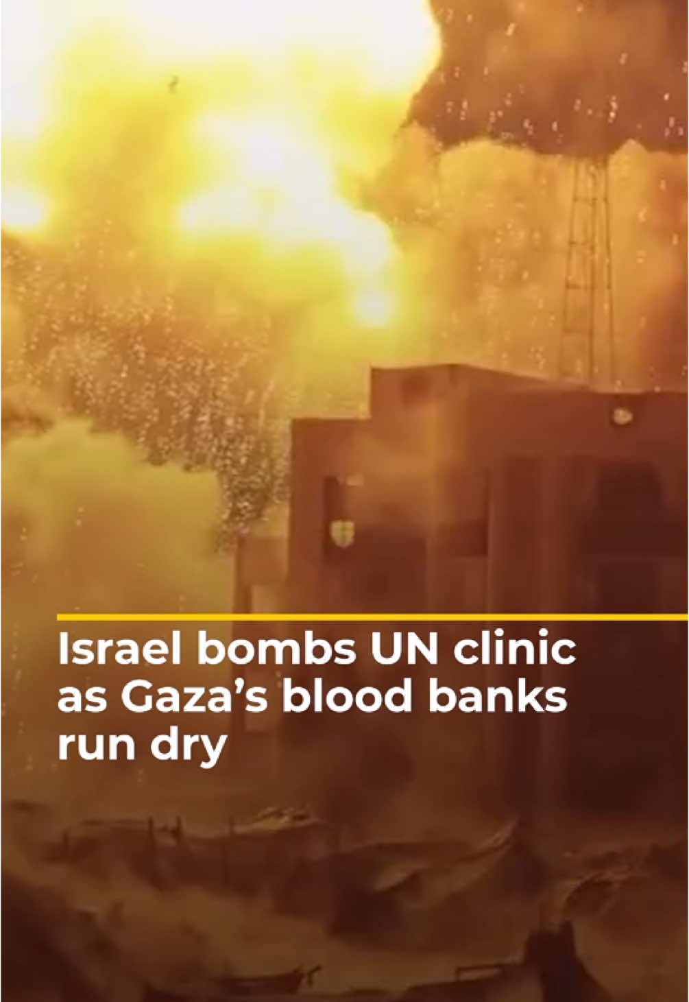 Gaza’s health system is in a state of collapse as Israel continues its attacks on medical facilities. A strike on Tuesday hit a UN clinic in Gaza City. The nearby Al Shifa Hospital reported a severe shortage of blood as many people in Gaza are too malnourished to make donations. #news 