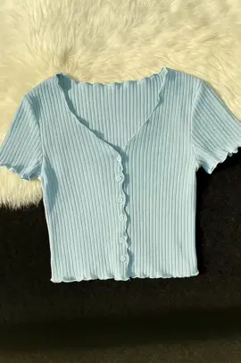 Sasa TIMI Button Lettuce Tops | knit crop top  #girlfashion #foryoupage #fyp #fyppppppppppppppppppppppp #cbaxyz #womenshirts 