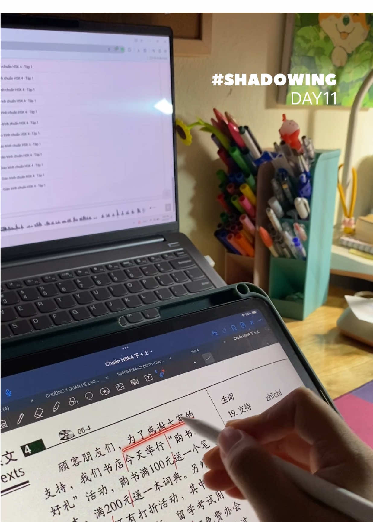 Giọng có thể là lên tới quãng 8🙉🙉 #studytok #studywithme #study #shadowing #hsk4 #学习 #汉语 #viral #xh #xuhuong 