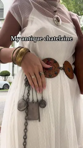 My next project is creating a custom chatelaine with things I use every day… I.E. sewing supplies, keys, and maybe a place for doggy treats.  I didn’t show the rest of my outfit but my dress is a 1940’s handsewn Swiss dot mesh overlay + 1970’s mermaid under-slip. Paired with a 70’s leather belt, lace up riding boots, and my bag is 1990’s gap! 