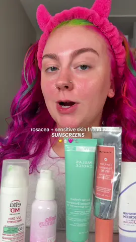 SPFs for us sensitive, rosacea, & redness girlies🤭☀️🍅🩷if you have Rosacea you REALLY have to be using suncare, skipping that step is one of the easiest ways to make your flare ups worse🥺! - @EltaMD Skin Care UV Skin Recovery Green Color Correcting SPF (cmon color theory✨) - @Paula’s Choice Barrier Protect Mineral Sunscreen (I don’t recommend to anyone darken than a medium skintone try the other ones🩷) - @Isntree US Purple Protector SPF - @Naturium Dew Glow Moisturizer SPF50 - @Hello Sunday SPF The Everyday One SPF50 #spf #wearyoursunscreen #sunscreenreview #nowhitecast #sunblock #sensitiveskin #sensitiveskincare #rosacea #redness #acneproneskin #skincarefavorites #suncare 