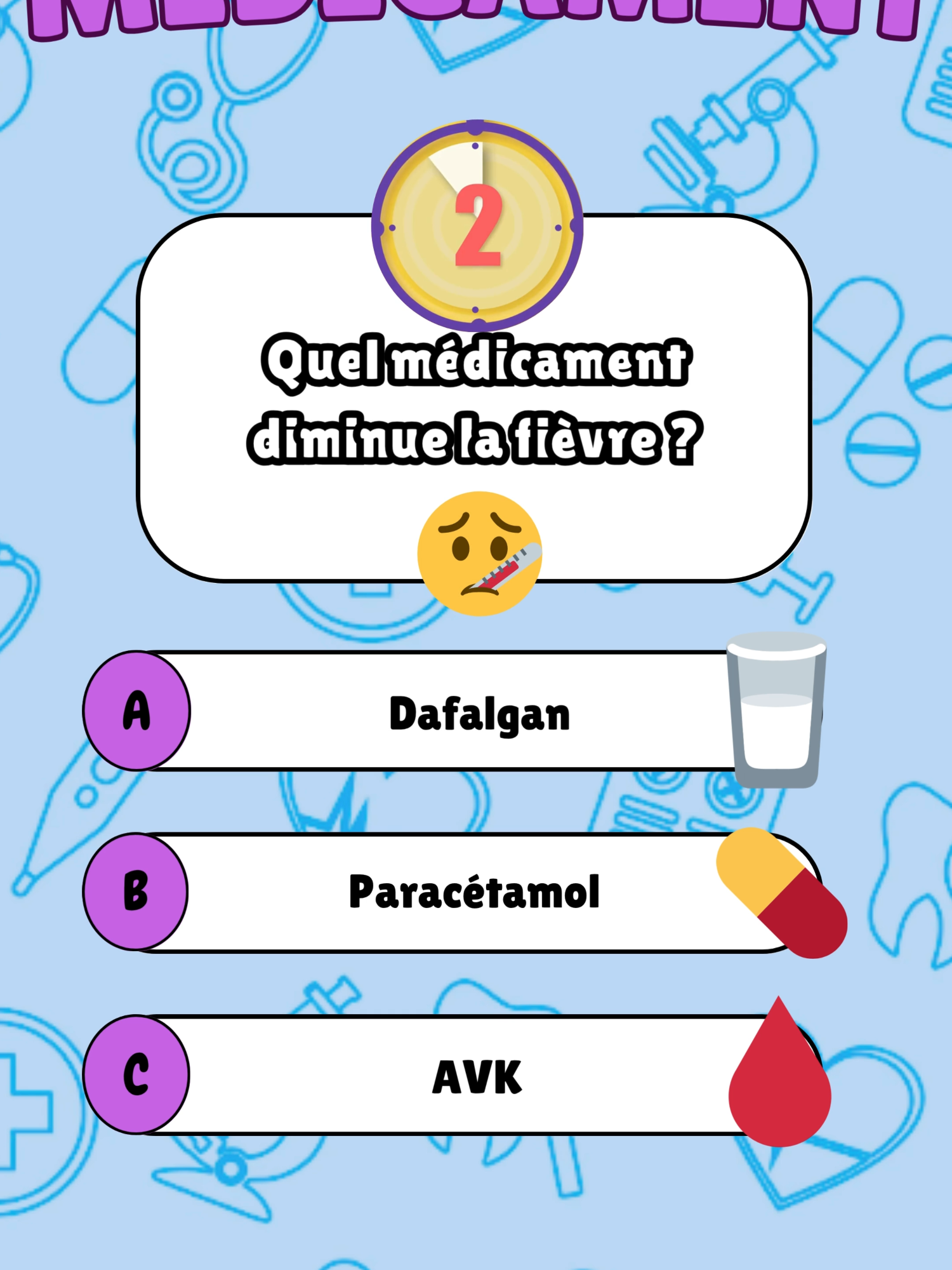 Quiz sur les grandes classes de médicaments Niveau béaba pour nos amis pharmaciens Retiens bien les réponses car cela pourrait t'être utile dans de nombreuses situations Quiz adapté pour le grand public comme pour les étudiants qui débutent en santé ! #quiz #médicament #pharmacie #LAS #PASS #pourtoiii #medecine #medtok #apprendresurtiktok #externat #edn #ecos #medicalstudent #nurse #inf #aidesoignante