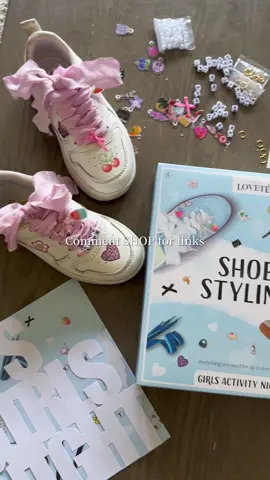 Comment SHOP and I’ll message you the links!  Upgrading my youngest daughter’s hand me downs with this shoe styling kit. I love how they came out!  . . . #DIY #diymom #makeover #GlowUp #targetfinds #targetfind #sneakers 