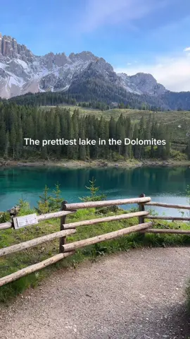 You’ve heard of Lago di Braies, but what about Lago di Carezza?  The clear water with blue hues, forest and mountain background makes it seem you stepped into a painting.  Also known as Karersee (German name) or Rainbow Lake due to its magical colors, it’s the prettiest lake in the Dolomites. The best part is: you don’t have to hike to it!  Although you can hike around the lake that’s about a 20 min loop, but you’ll probably take longer to soak in the sights.  At the end of summer when the lake level is low there’s a statue of a nymph named Ondina, we couldn’t find her when we went (late May) #lagodicarezza #karersee #lakecarezza #dolomitesitaly #carezzadolomites #italiait #dolomites