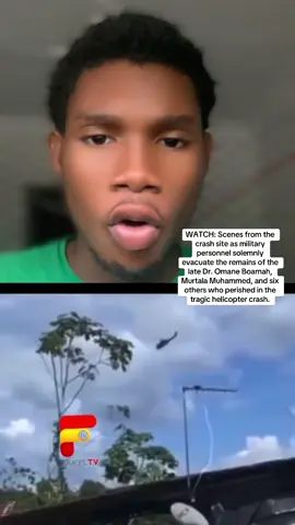 WATCH: Scenes from the crash site as military personnel solemnly evacuate the remains of the late Dr. Omane Boamah, Murtala Muhammed, and six others who perished in the tragic helicopter crash.#ghanatiktok🇬🇭 #goviral #videoviral #bbcnews #foryou 