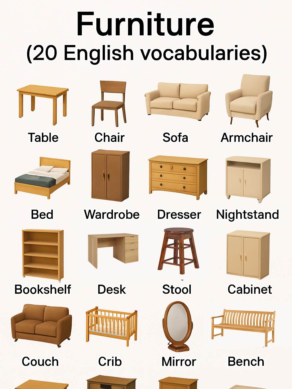 English furniture vocabulary #english #learnenglish #englishteacher #learningenglish