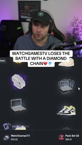 WATCHGAMESTV LOSES THE BATTLE WITH A DIAMOND CHAIN💔💎 #kickstreaming 