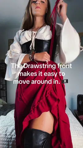 This skirt is the perfect fit for a Halloween costume or Renaissance Fair. It’s surprisingly comfortable and lightweight. I would wear it all day at the faire, no problem. Model size: Height 5’5” Weight 145 lb Waist 27” Hips 40” Wearing the M/L Color Wine Red … … @BENGUP #piratecosplay #halloweencostume #renfairoutfit #renfaire #renaissancefaire #cosplay #steampunk #adjustableskirt #pirate #piratequeen #piratecore #costume #costumeideas #halloweencostumeinspo 