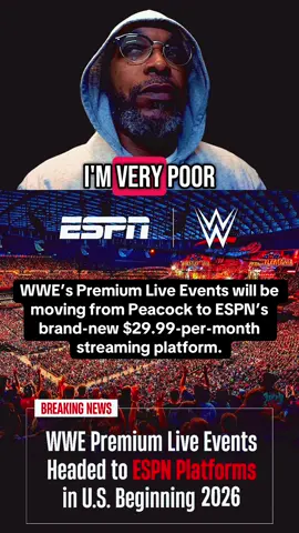 WWE Moving From Peacock to ESPN for $29.99 a month in 2026.  #WWE #wrestling #fyp #fypシ #espn #peacock 