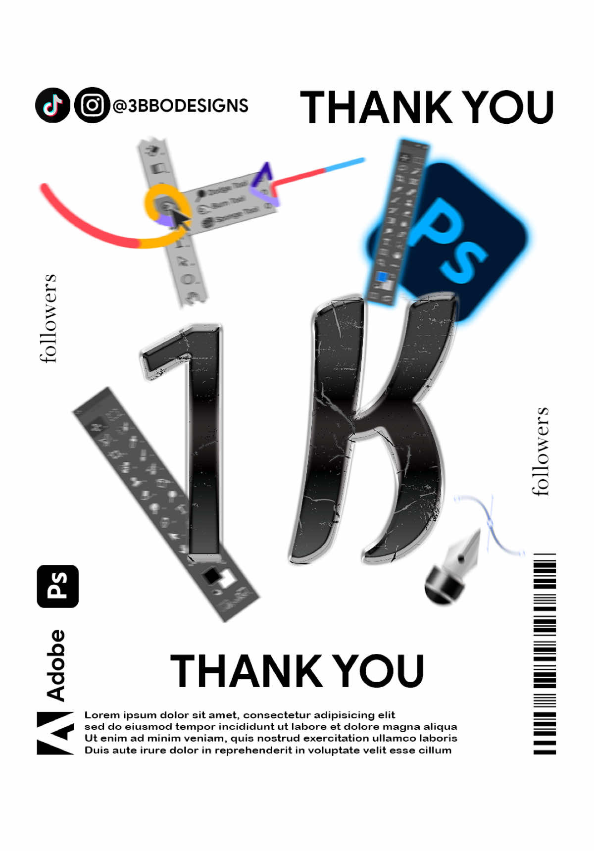 1K Followers Thank You Guys For Your Support ❤️🙏 | Poster Design Tutorial in adobe photoshop   .    .  .  .  #graphicdesign #graphicdesignerlife #design #adobephotoshop #adobephotoshoptutorial 