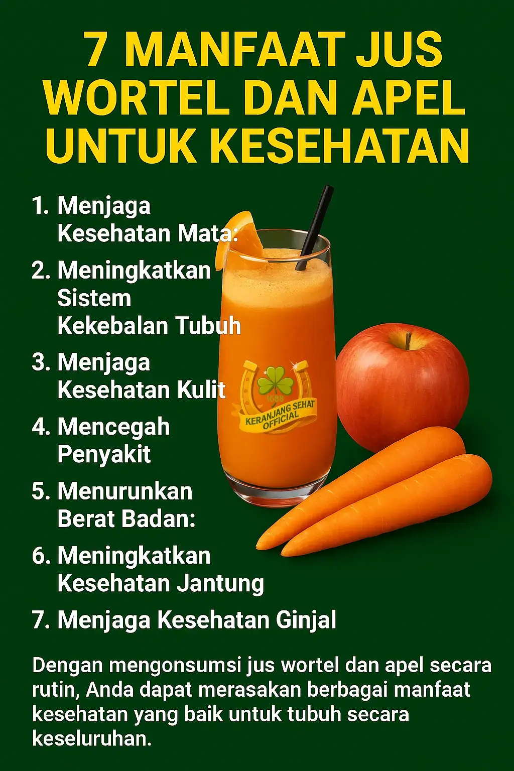 Manfaat Jus Wortel dan Apel Untuk Kesehatan #ManfaatJusWorteldanApelUntukKesehatan #resepdrzaidulakbar #Buahuntukkesehatan 