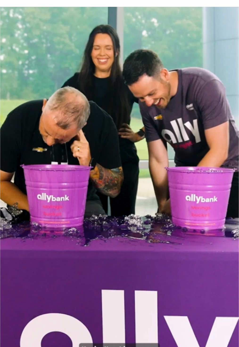 Get the answer right or get dunked! 🥶 We put driver #AlexBowman and his spotter Kevin Hamlin to the test with some financial-related trivia. Answer correctly, they stay dry. Answer incorrectly and get some ice-cold consequences. Savings buckets are a feature of the Ally Bank Savings Account. Ally Bank, Member FDIC.