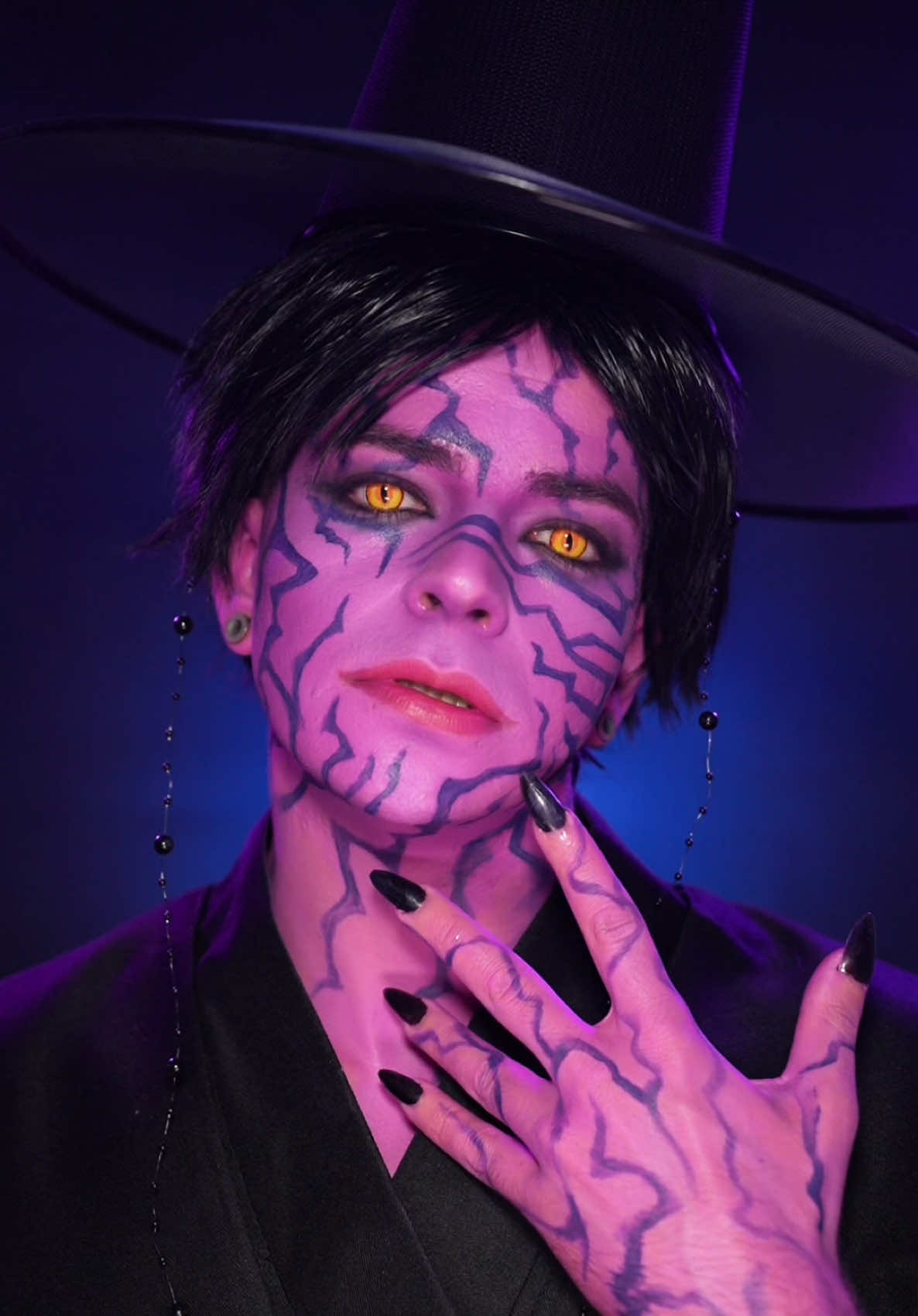 Saja Boys JINU from Demon Hunters makeup. 💜  __ #demonhunters #sajaboys #cosplay #cosplaymakeup 