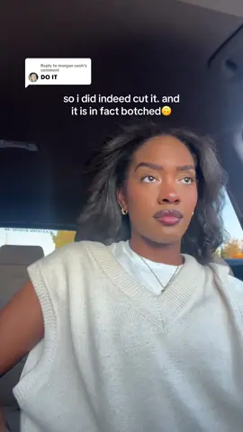 Replying to @morgan nash  my life motto: YOLO.  Would you ever cut your hair your self?  #athomeselfcare #botchedhaircut #haircutfail #haircut #hair