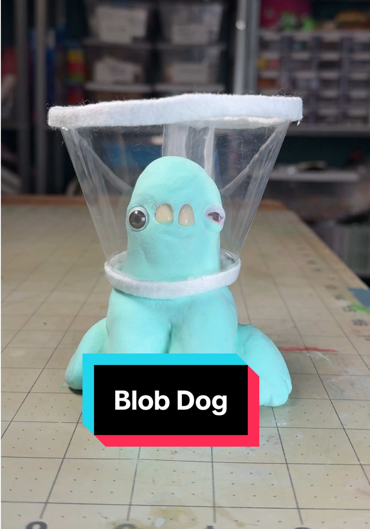 Making an air dry clay blob dog with a cone and a chicken nugget blob #nickpainting #weirdart #artsandcrafts #artprocess 