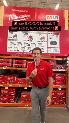 B.O.G.O. IS BACK 🥳 Don’t miss out on these amazing promotions, stop by your local Home Depot to shop these deals!   #homedepot #milwaukee #bogo #toolsavings #milwaukeetool #WhatAreYouWorkingOn