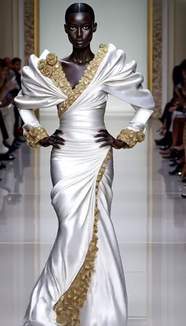 A gown sculpted in satin and crowned with gold pearls, this is the essence of modern couture. Timeless. Regal. Unforgettable. #LuxBijoux” Would you wear this masterpiece?  #Fyp  #LuxBijoux #CoutureDreams #PearlElegance #BlackInLuxury #RunwayRoyalty   #HauteCouture #BejewelledFashion #AIcouture #LuxuryStyle #EditorialFashion   #SatinGown #DigitalMuse #HighFashionTok #TimelessElegance #GoldenDetails
