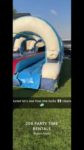 Wifey wasn’t too thrilled about the purchase… but after 3 days of scrubbing a couple hours at a time, just look at it now! 👀💦 This dual-lane slip and slide might just earn its spot in the rental lineup! 🤞🏼 Fingers crossed it keeps coming back to life! 💦 🛝 💪🏼  #208PartyTimeRentals #SlipAndSlide #ComebackSeason #PartyGearRevival #CleaningPaysOff