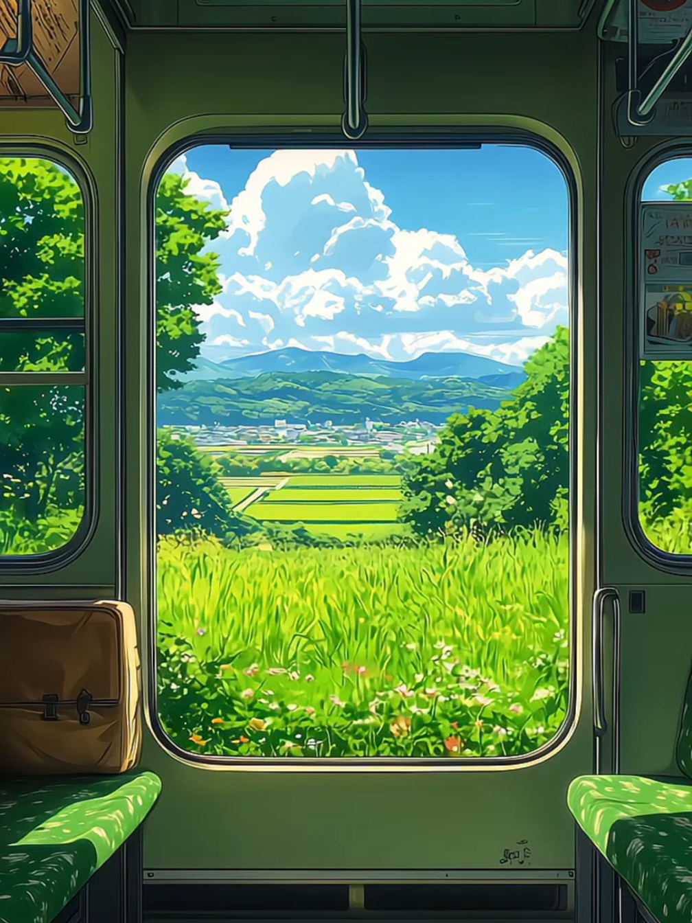 Windows to a world I never want to leave, Download more like this in My Bio!! cc art : @lushmind911 #LiveWallpaper #AnimeVibes #AestheticView #TrainWindow #PeacefulScene #SerenityNow #CalmVibes #JapanVibes #StudioGhibliFeels #Wallpaper4K #RelaxingLoop #SceneryLovers #CozyMood #NatureThroughGlass #AnimatedWallpaper #4klivewallpaper 