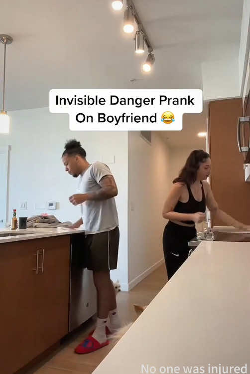 Invisible Danger Prank On Boyfriend #foryou #bf #fyp #reaction ##funny 