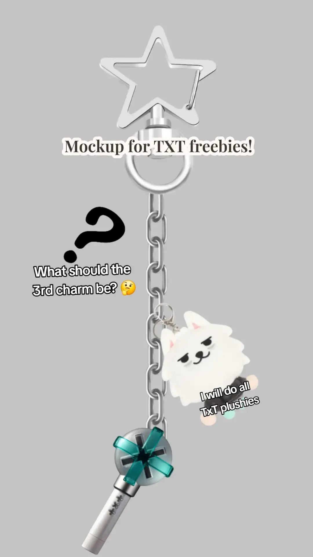 I loved making freebies so much I'm doing it again!! I created this mockup to show you all and get any suggestions on what I should do for the 3rd charm.  #kpop #kpopfreebies #txt #tomorrow_x_together #concertfreebies #soobin #beomgyu #hueningkai #taehyun #yeonjun #freebies 