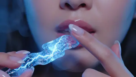 Part 2 | AiSMR eating a Frozen Light Bolt ⚡️🥶 #asmr  #ai  #fyp  #relaxing  #sleep  #candy 