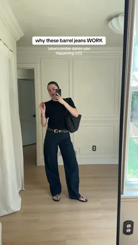 linked in my bio! i’m wearing a size 25 “long” and i’m 5’5.  i highly recommend buying these barrel leg jeans from the abercrombie denim sale happening rn! sale deets: 30-50% off denim 20% off almost everything else extra 15% with code DENIMAF #abercrombie #abercrombiesale #abercrombiejeans 