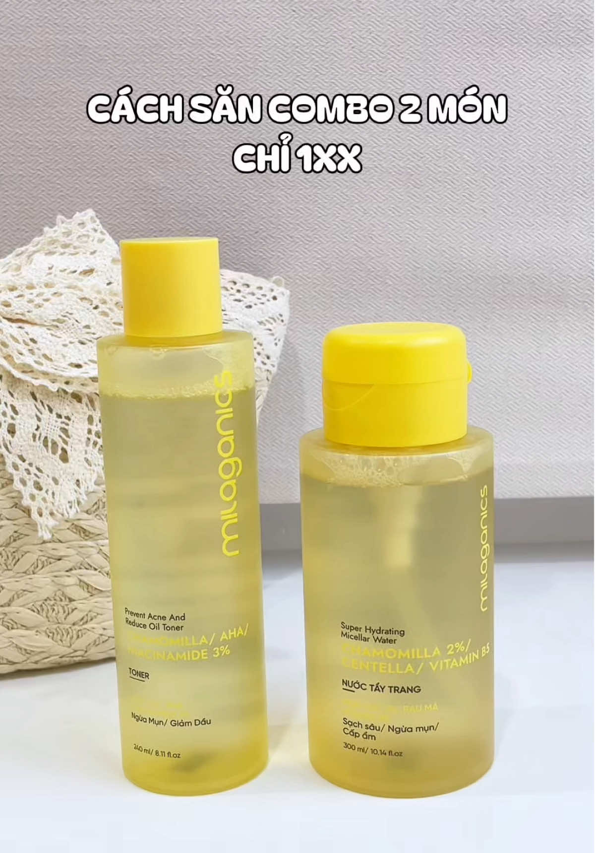 Cách săn combo 2 món chỉ 1xx cho bà nào chưa biết nè#milaganics #fyp #reviewlamdep #tonerhoacuc #kiemdau #giammun 