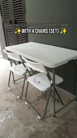 maganda at Napaka affordable lang may 4 na chairs na Ang madali lang dalhin dahil magaan lang #foldabletable #4chair #table 