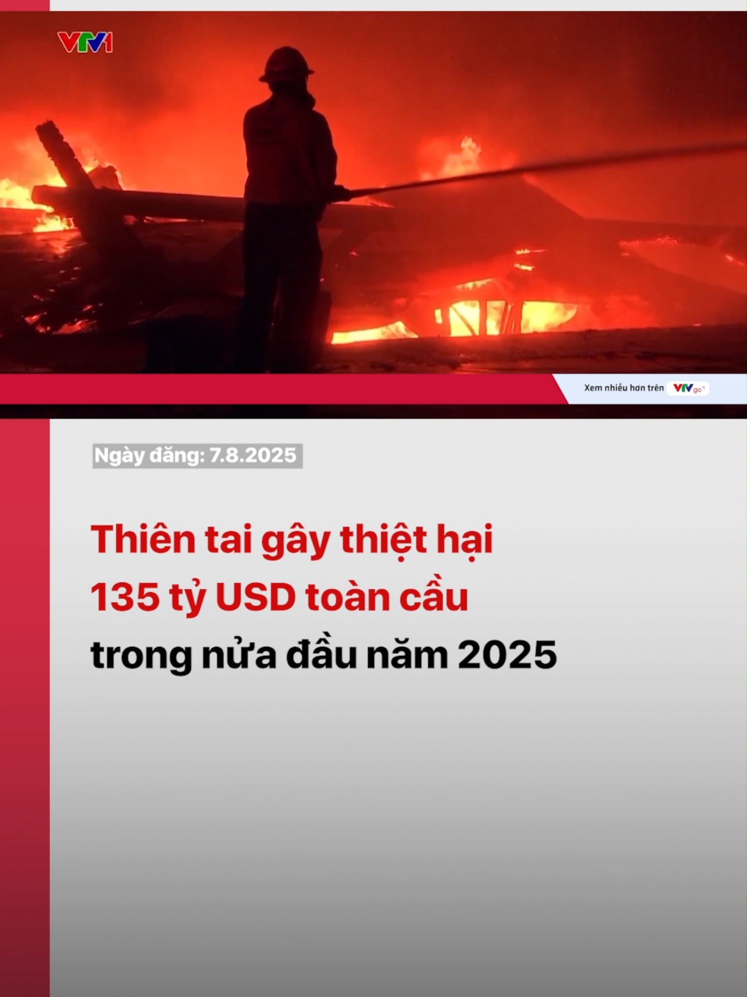 Thiệt hại tăng so với mức 123 tỷ USD của cùng kỳ năm 2024. Các vụ cháy rừng nghiêm trọng tại Los Angeles (Mỹ) vào tháng 1/2025 là nguyên nhân thiệt hại nặng nề nhất, với tổng số tiền được bảo hiểm là 40 tỷ USD. #usd #thientai #chayrung #lulut #thiethai #tiktok #vtvdigital #vtv24news