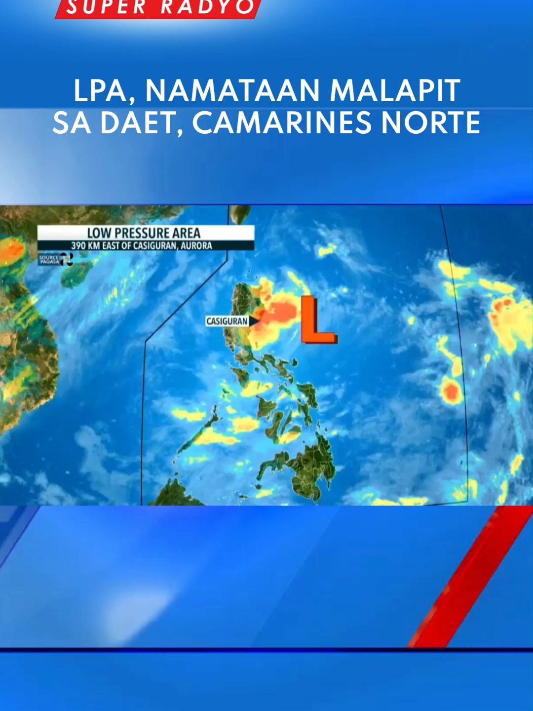 Low Pressure Area, namataan sa layong 380 kilometro sa hilagang-silangan ng Daet, Camarines Norte. #dzbb #tiktoknewsph #breakingnewsph #flashreport #foryou #fypツ #fyp #weather #bantaypanahon